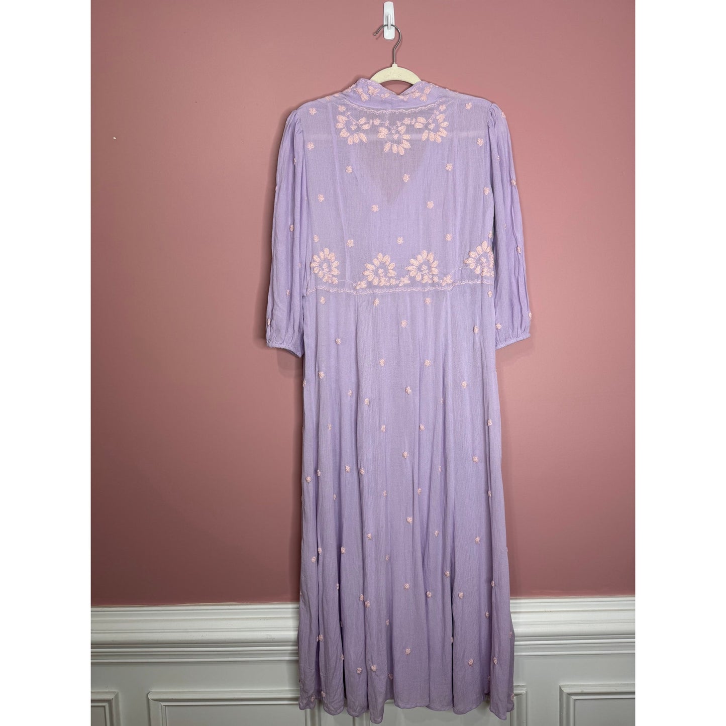 Free People Fable Maxi Dress in Lilac Blossom Combo Small Floral Embroidered