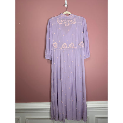 Free People Fable Maxi Dress in Lilac Blossom Combo Small Floral Embroidered