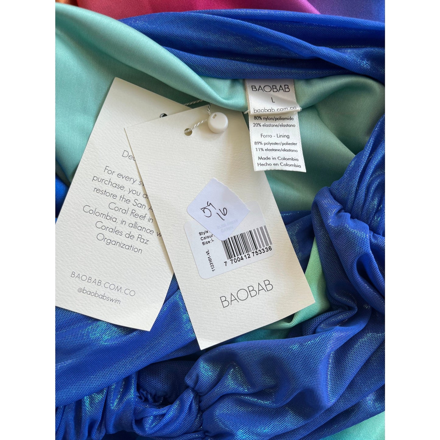 NEW NWT Baobab Eliza Dress Dawn Rainbow Size Large