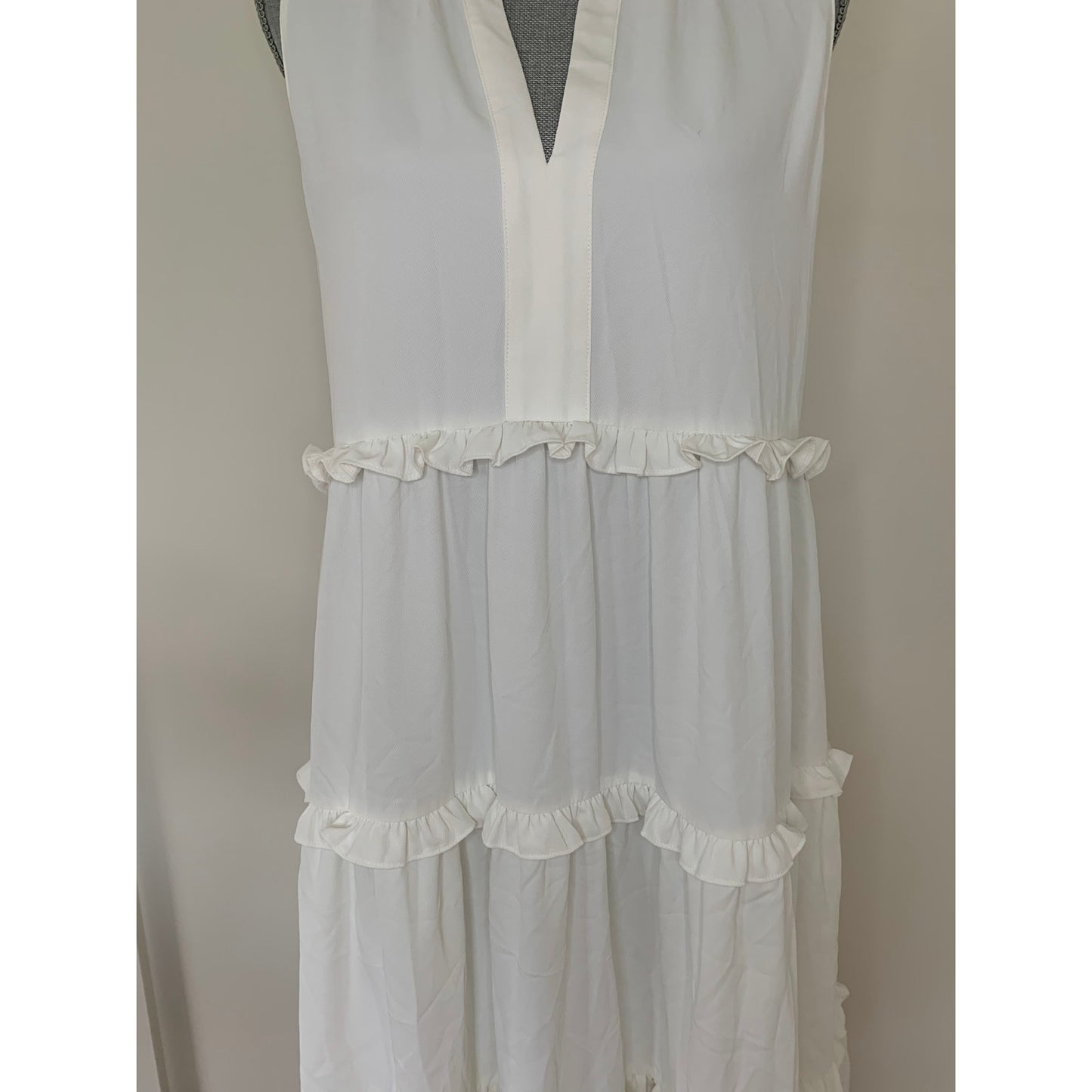 Amanda Uprichard Wilma Midi Tiered Dress in White Medium Pullover Sleeveless