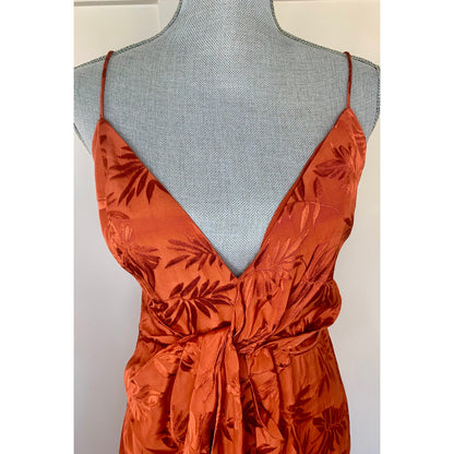 Significant Other Mae Maxi Dress in Clay Orange Size 10 Floral Embossed V-Neck