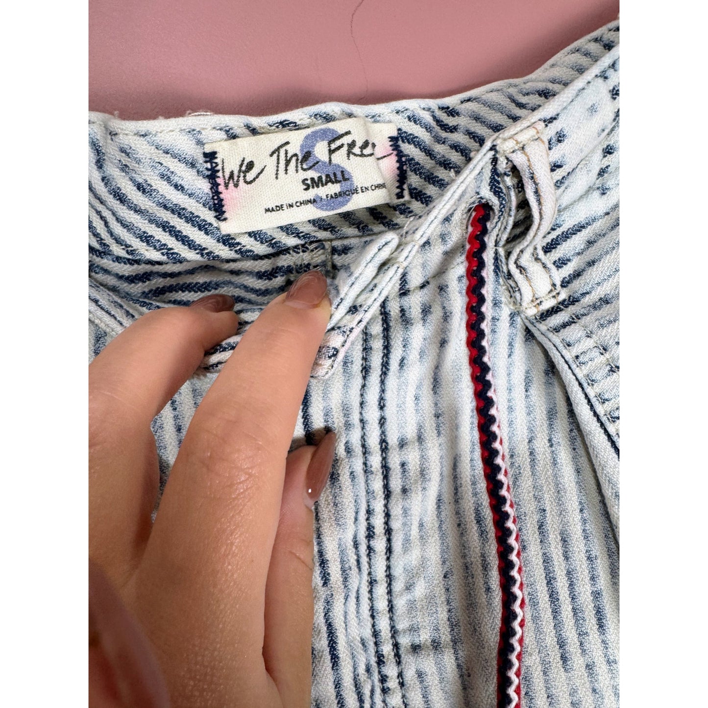 We The Free Free People Easy Rider Harem Stripe Denim Shorts Size Small