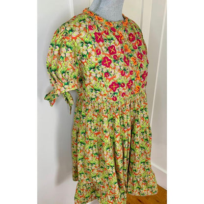 Anthropologie Roopa Pemmaraju Auretta Beaded Embroidered Mini Dress Small Cotton