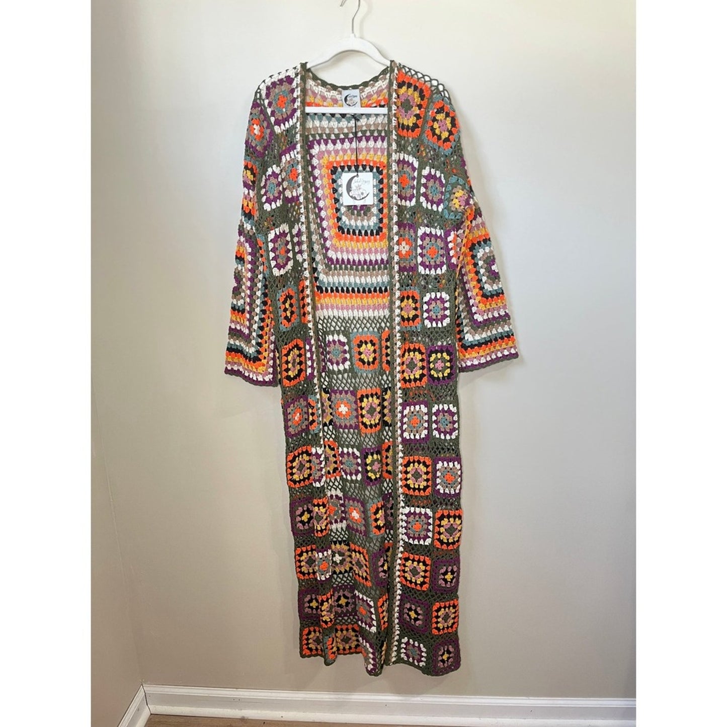 Jaded Gypsy Desert Sunset Duster Crochet Maxi Kimono One Size O/S