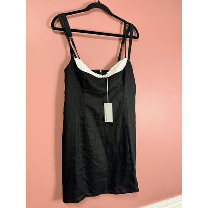 Reformation Lovella Linen Dress in Black Size 10