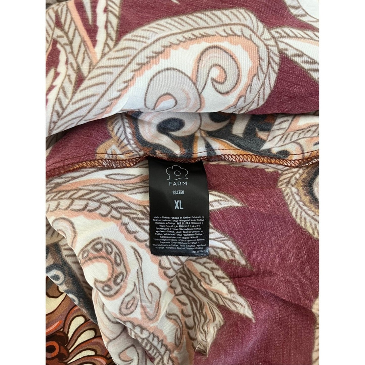 FARM Rio Maxi Slip Dress Paisley Print Burgundy Orange XL