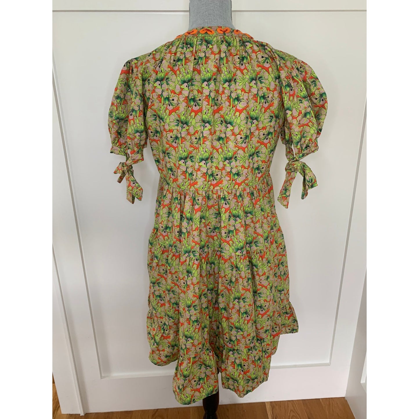 Anthropologie Roopa Pemmaraju Auretta Beaded Embroidered Mini Dress Small Cotton