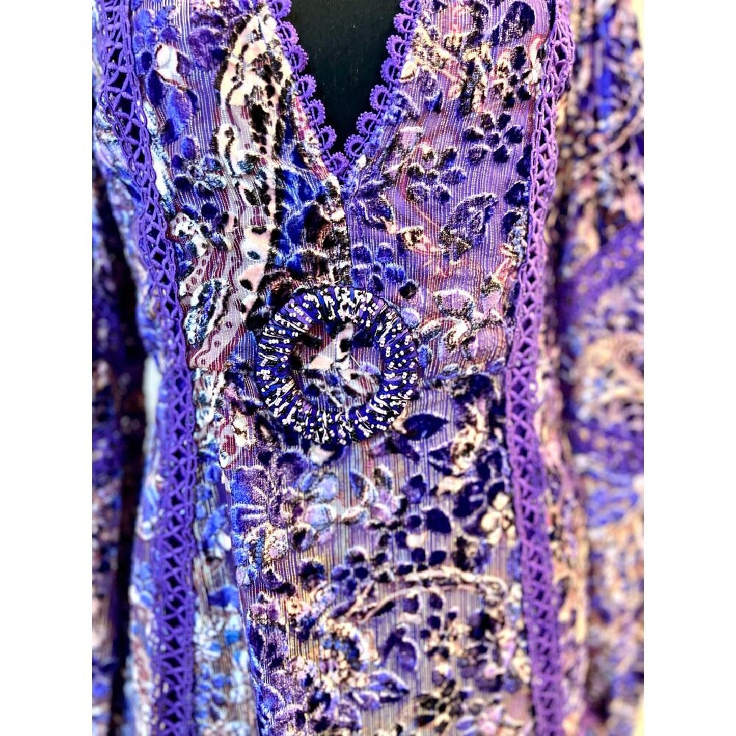 Hemant and Nandita Viha Short Dress in Purple Size‎ XS Embroidered Beaded Lined