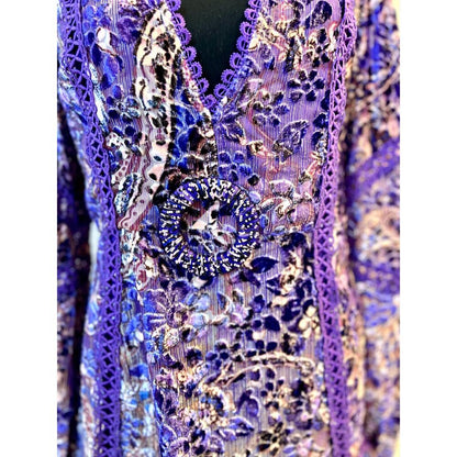 Hemant and Nandita Viha Short Dress in Purple Size‎ XS Embroidered Beaded Lined