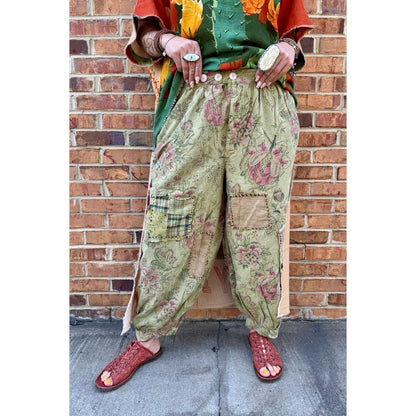 Jaded Gypsy Boho Patchwork Floral Harem Pants Cropped Gaucho S M L
