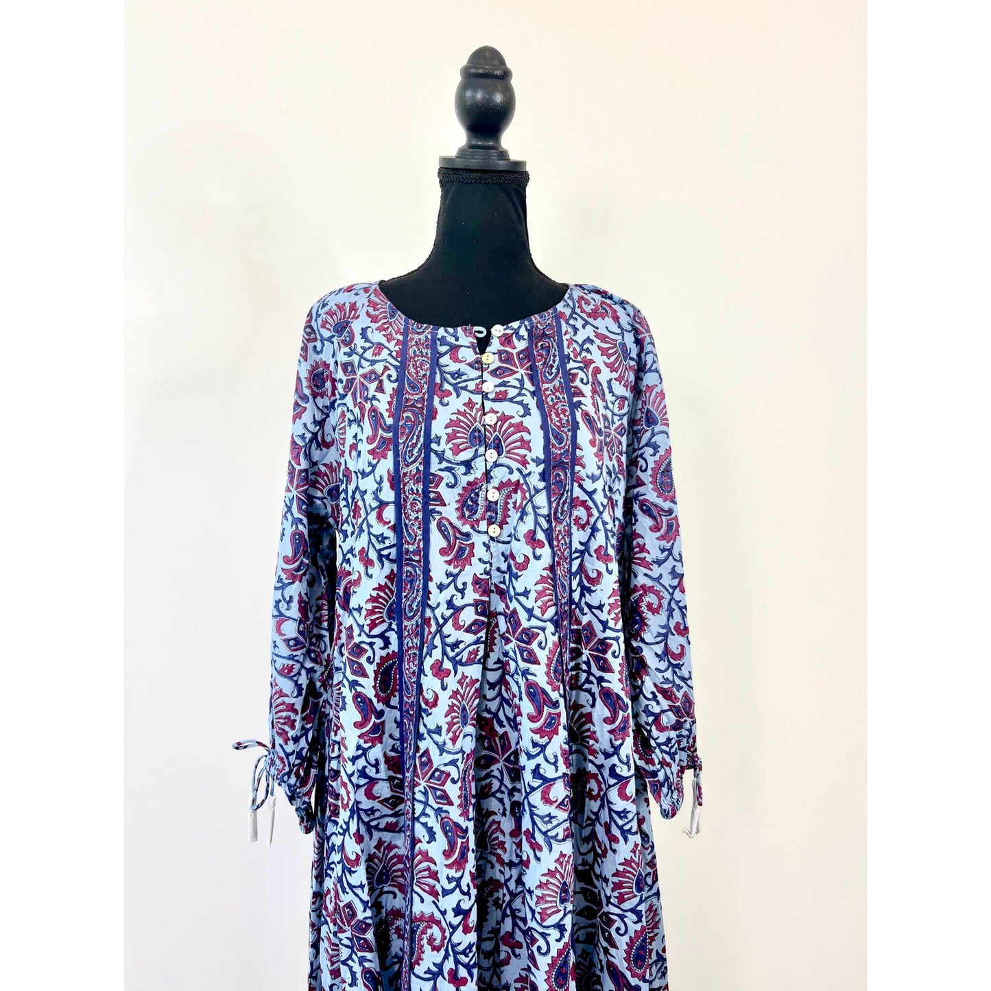 Cleobella Faith Caftan Midi Dress in Delhi Block Print Large Paisley Cotton