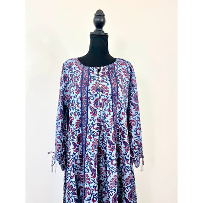 Cleobella Faith Caftan Midi Dress in Delhi Block Print Large Paisley Cotton