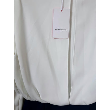 NEW NWT Amanda Uprichard Baldwin Long Sleeve Mini Dress Size Small White Navy