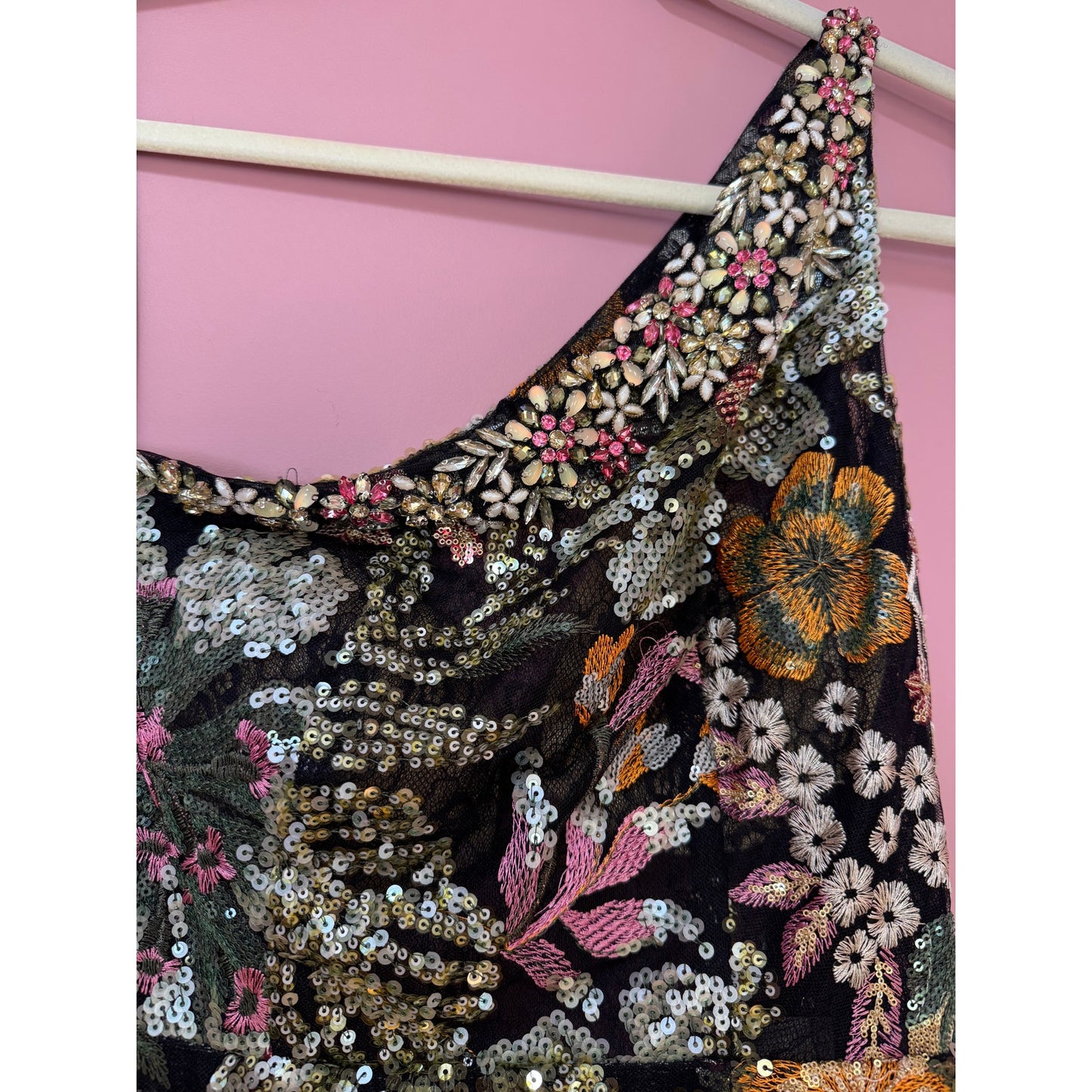 Mac Duggal Floral Embellished One Shoulder Dress Size 2 STYLE 49574