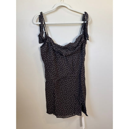Reformation Juliette Mini Dress Brown Polka Dot Cowl Neck Tie Strap Size 4