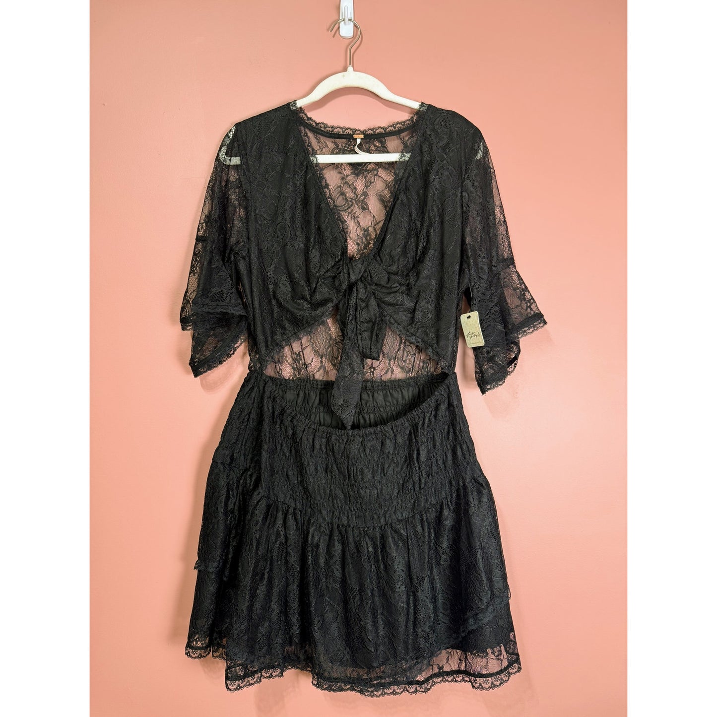 Free People Lala Lace Mini Dress Black Size XS
