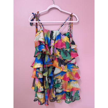 NEW Show Me Your Mumu Rowan Ruffle Mini Dress Midnight in Rio Size XS