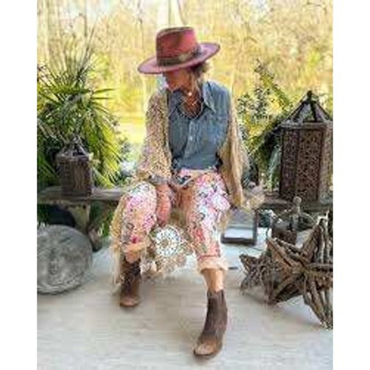 Jaded Gypsy Floral Patchwork Harem Pants Pink Blue Cargo Drop Crotch Boho OS