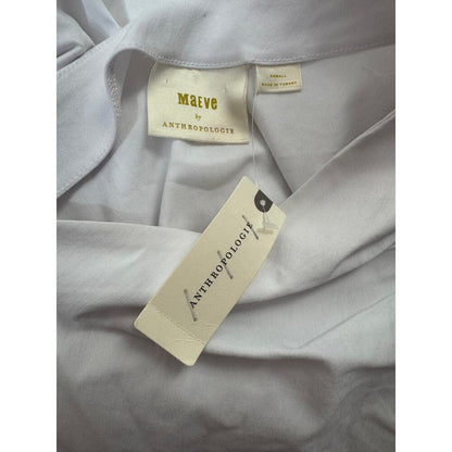 Maeve Anthropologie Slim Puff-Sleeve Ruched Dress in White XS‎