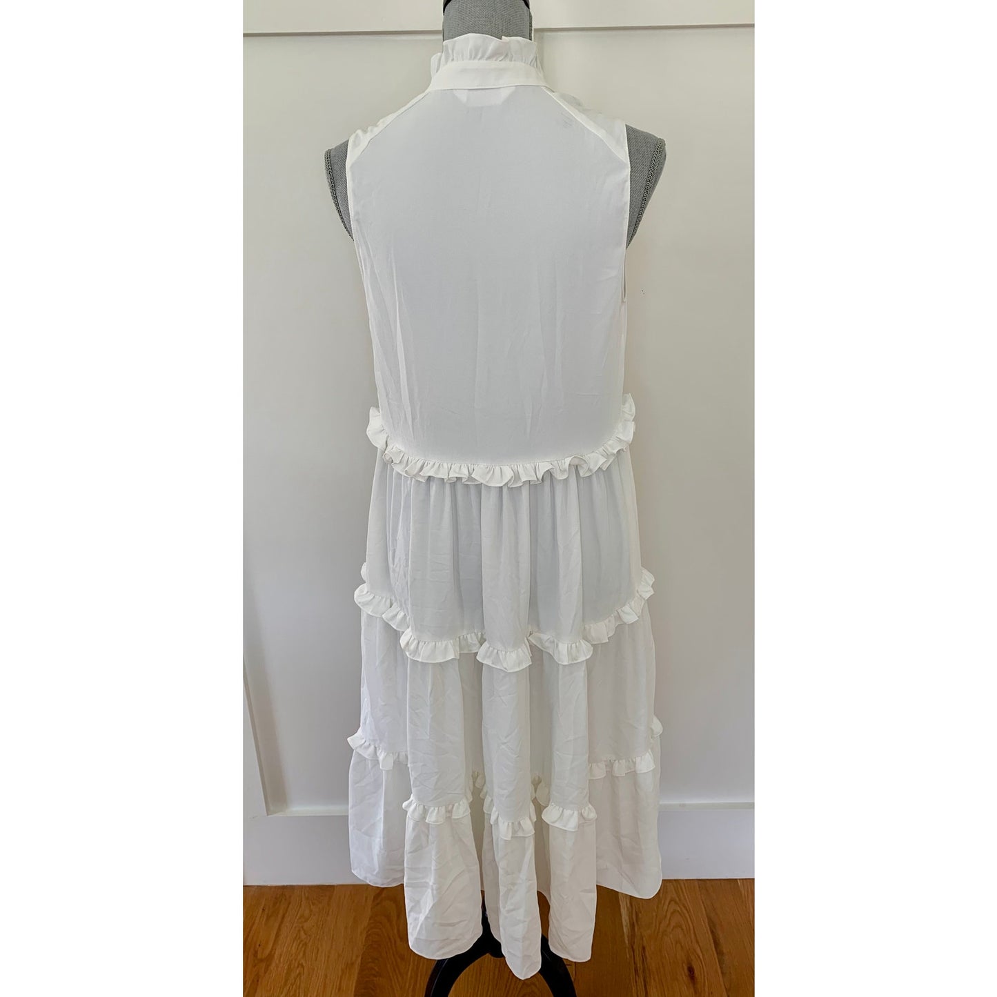 Amanda Uprichard Wilma Midi Tiered Dress in White Medium Pullover Sleeveless