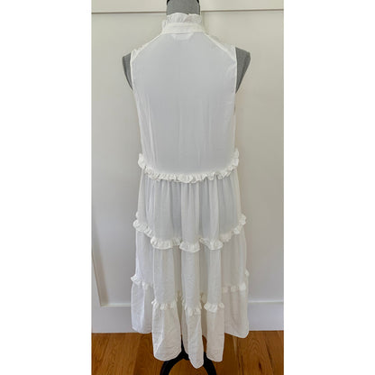 Amanda Uprichard Wilma Midi Tiered Dress in White Medium Pullover Sleeveless