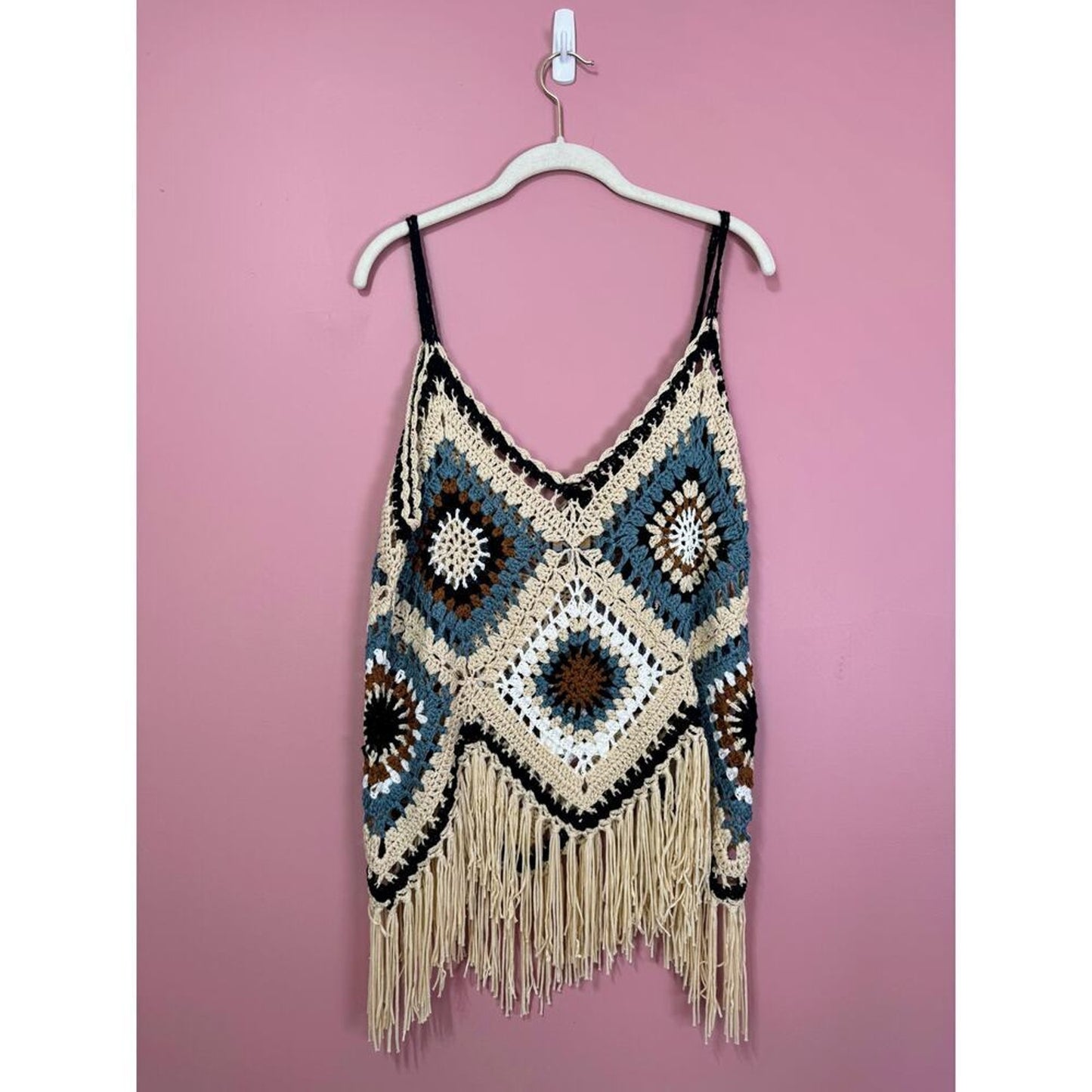 Jaded Gypsy Desert Views Crochet Tank Top Size L/XL