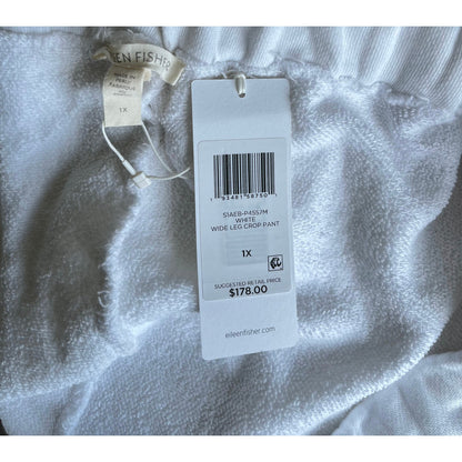 NEW NWT Eileen Fisher Organic Cotton Wide Leg Crop Pant White Size 1X