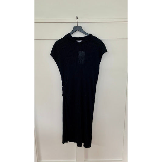 Zara Maxi Tunic Dress in Black Size XS-S Ribbed Knit Hooded Sleeveless Gothic