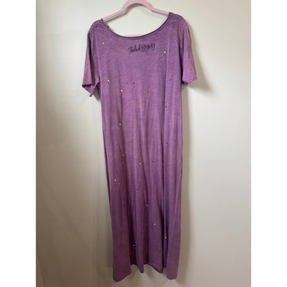 Jaded Gypsy Dirty Hippie Graphic Maxi Dress Purple Boho Paint Splatter S/M