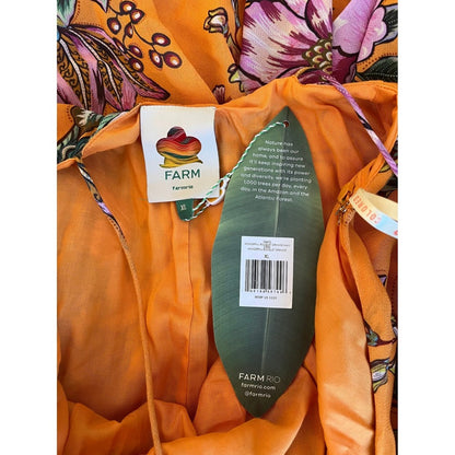 FARM RIO Floral Maxi Dress Orange Halter Neck Flower Embellished Tie Waist XL
