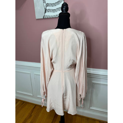 Amanda Uprichard Crystal Silk Mini Dress in Dusty Rose Small Long Sleeve Lined
