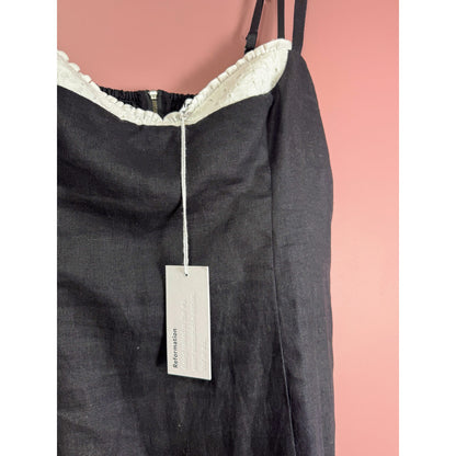 Reformation Lovella Linen Dress in Black Size 10