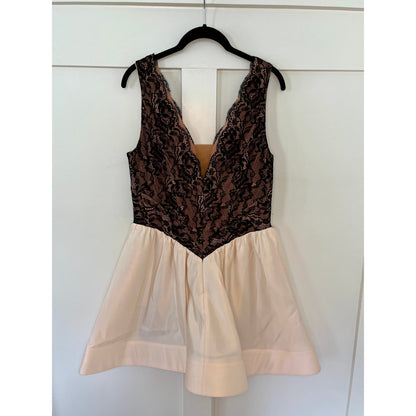 NEW Maeve Anthropologie Twofer Basque-Waist Mini Dress Black and Cream Size 6
