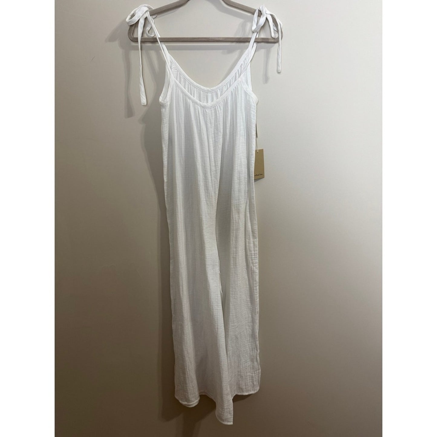 Wilfred Free Aritzia White Sail Jumpsuit Cotton Gauze Tie Shoulder Wide Leg XS