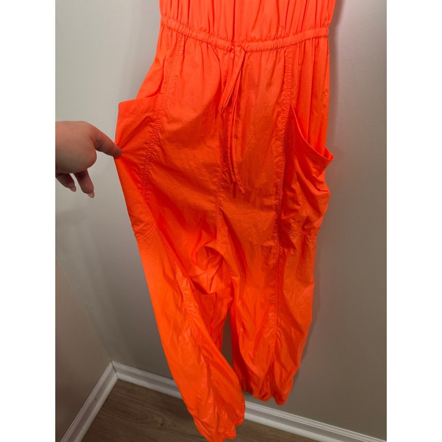 Free People FP Movement Tropic Sport One Piece Jumpsuit Neon Orange Cargo Small