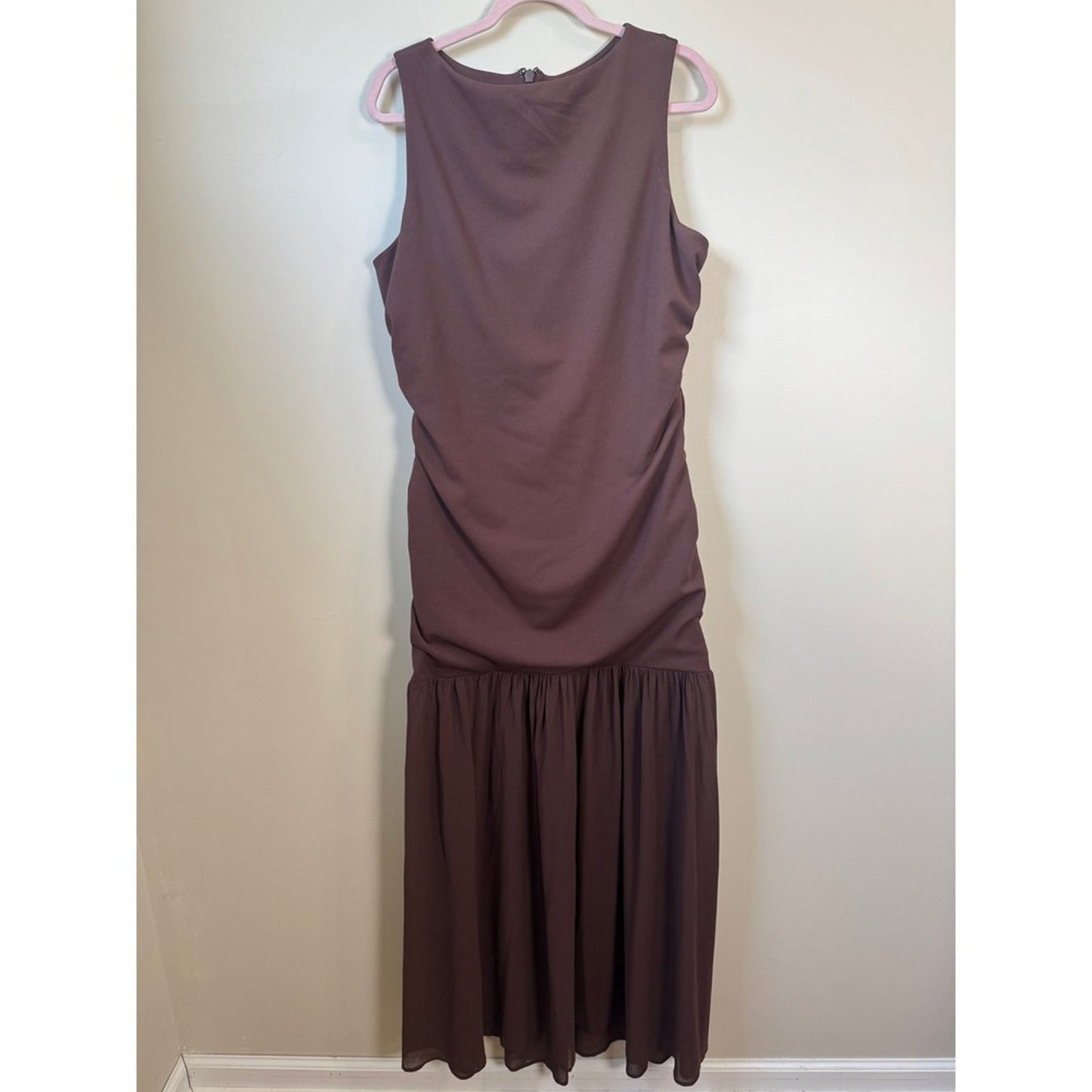 Show Me Your Mumu Chocolate Brown Ruched Drop Waist Maxi Dress XXL