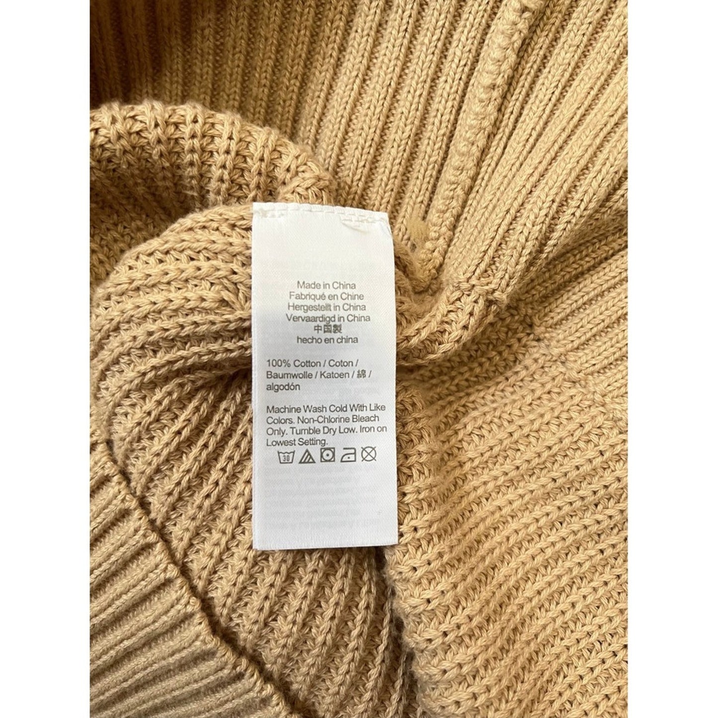 J Crew Collared Ribbed Sweater Beige Long Sleeve Pullover Size Small