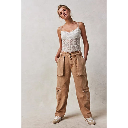 We The Free Free People Marx Slouchy Cargo Jeans Tan Size 26