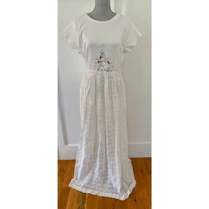 Free People Serenity Maxi Dress Marshmallow Size XL Floral Embroidered Backless