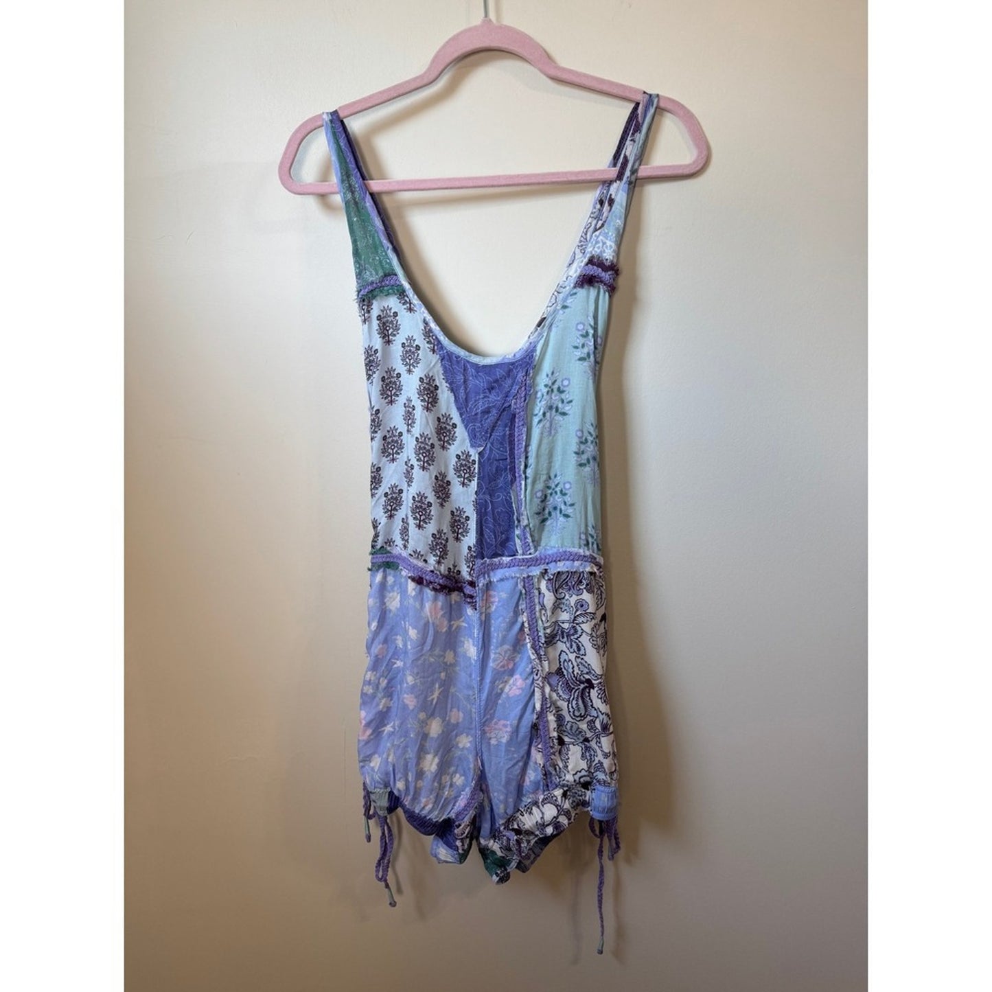 Free People Intimately Adella Mixed Print Romper Blue Combo XS New OB2093696