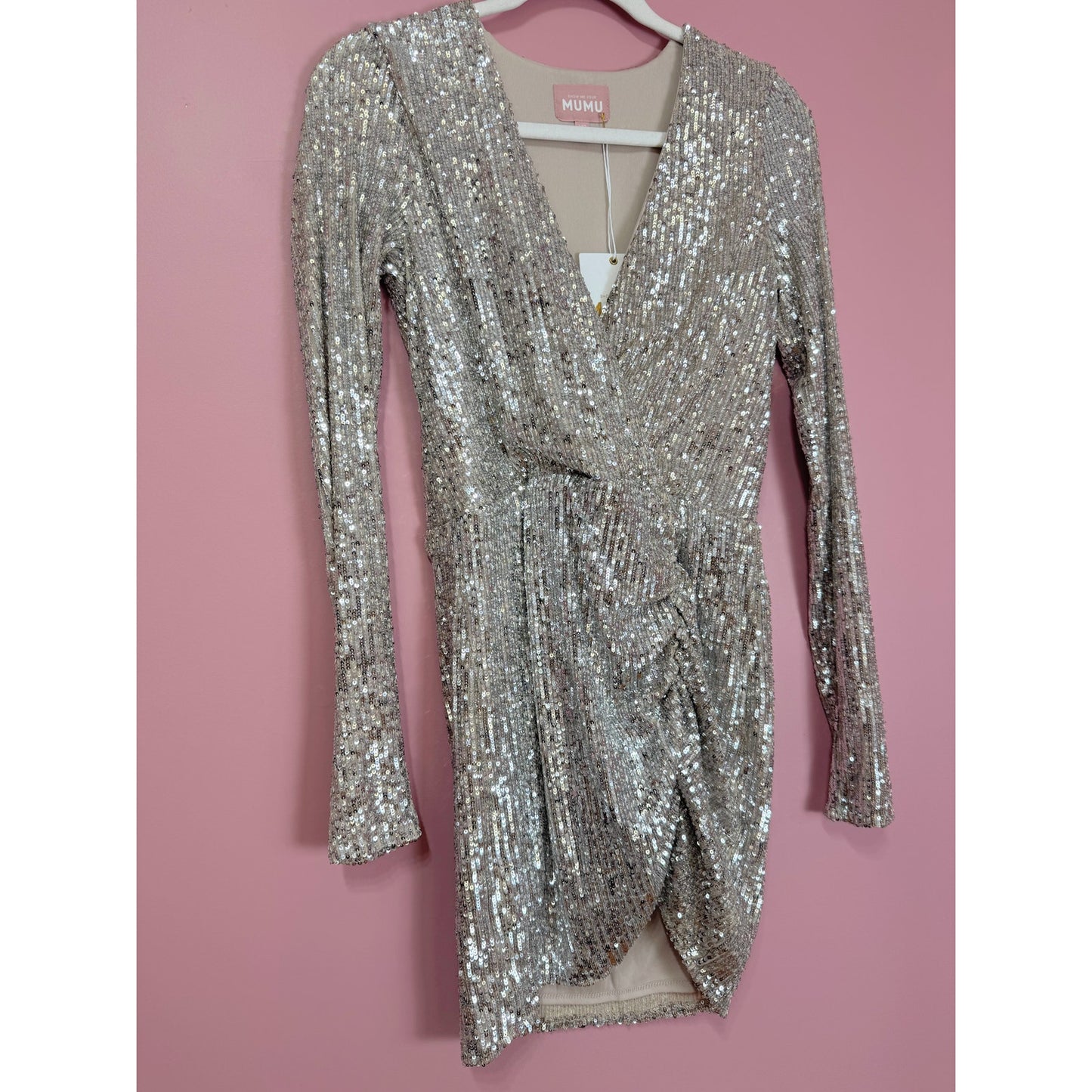 Show Me Your Mumu Party Hop Dress Siver Sequin Size XS