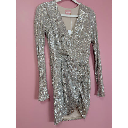 Show Me Your Mumu Party Hop Dress Siver Sequin Size XS