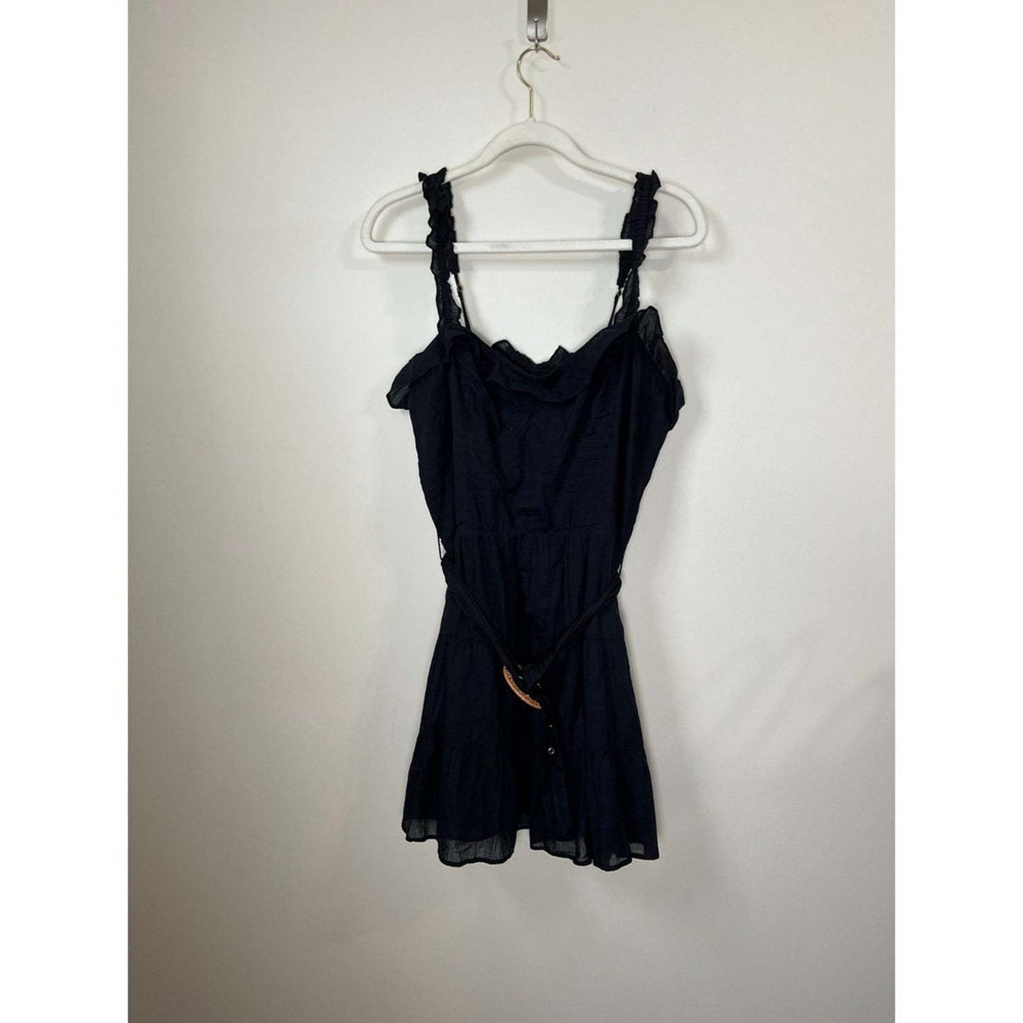 Show Me Your Mumu Jolene Mini Dress Black Smocked Ruffle Belted XL