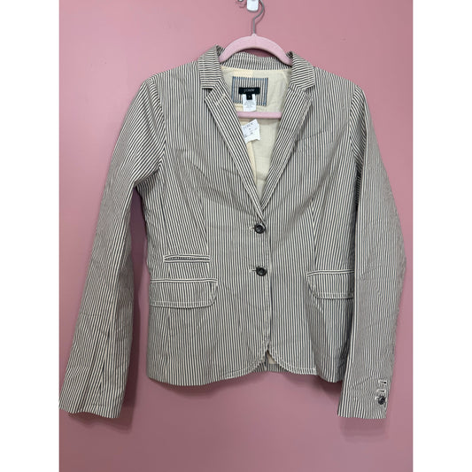 NEW NWT J.Crew 100% Cotton Pin Stripe Button-Front Blazer Size 4