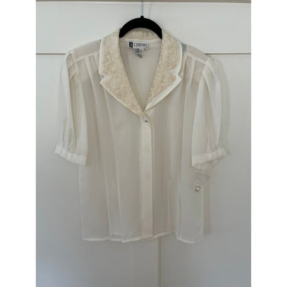 SK & Company‎ Short Sleeve Blouse Lace Collar Size 10