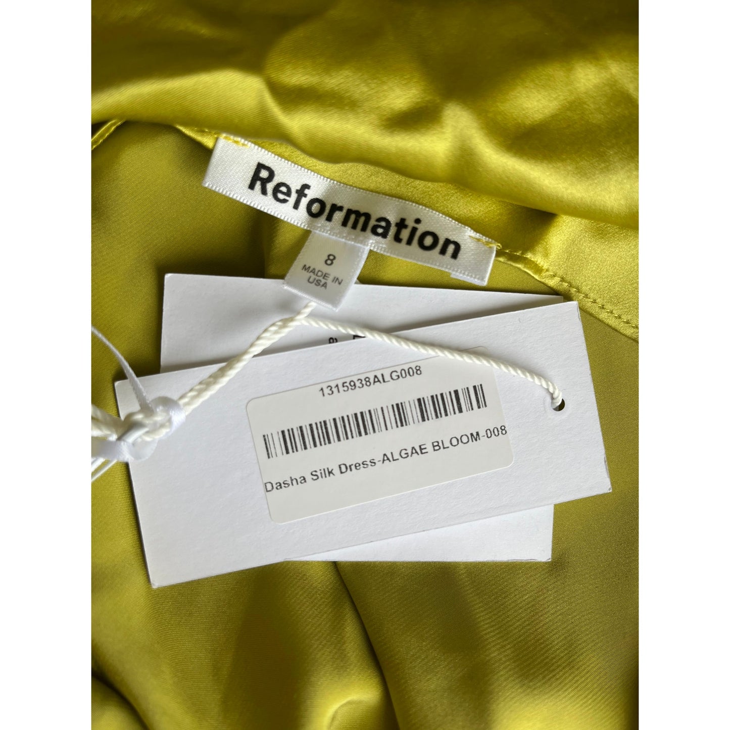 Reformation Dasha Silk Dress Algae Bloom Size 8