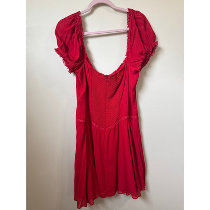 Reformation Ondine Mini Dress Puff Sleeve Smocked Lace Trim Coquette Sweetheart