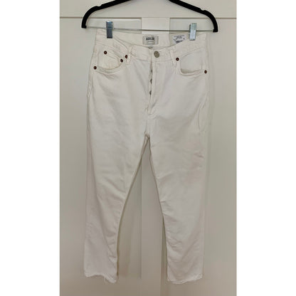 Agolde Riley Long High Rise Straight in Sour Cream Size 28 Denim Button Fly