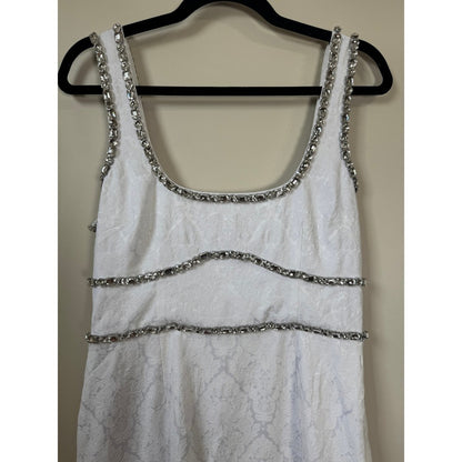 Show Me Your Mumu White Damask Jacquard Crystal Trim Mini Dress Medium Bridal
