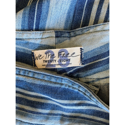 Free People We The Free Indigo Haze Journey Flare Size 28 Striped Zip Fly Cotton